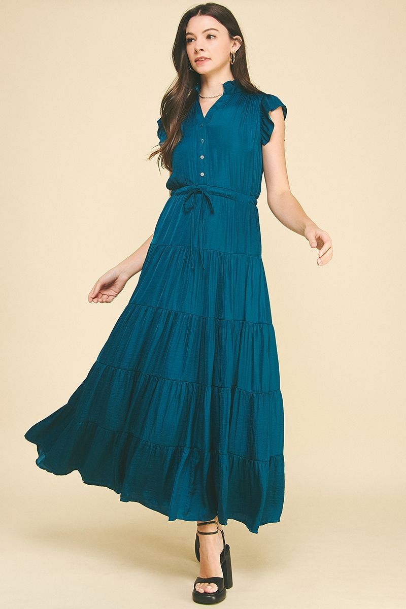 Satin Tiered Maxi Dress
