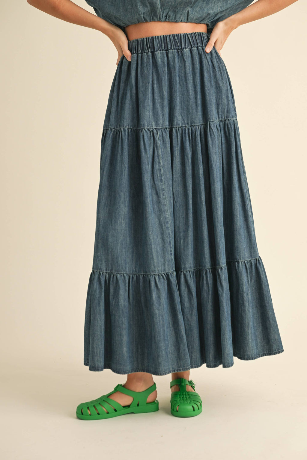 Tiered Denim Skirt