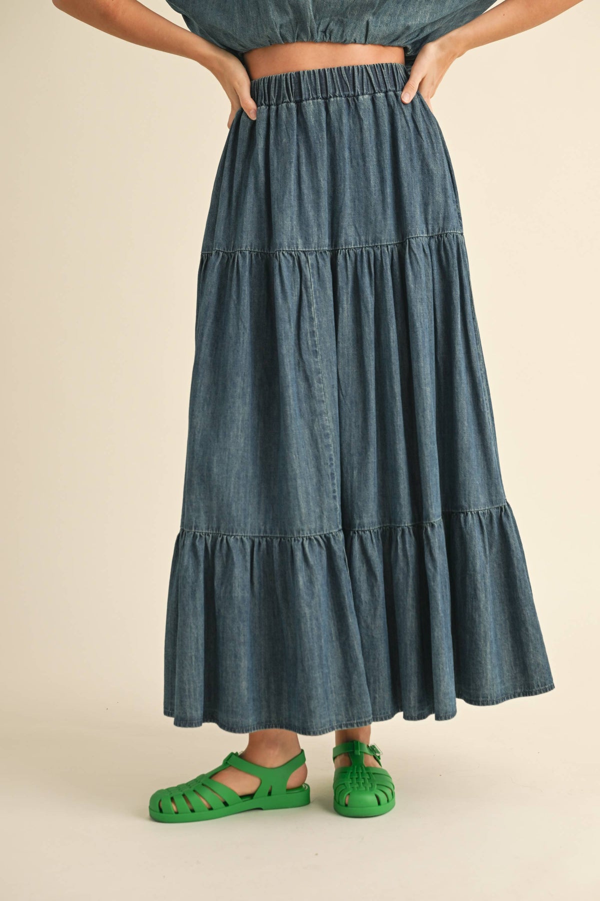 Tiered Denim Skirt