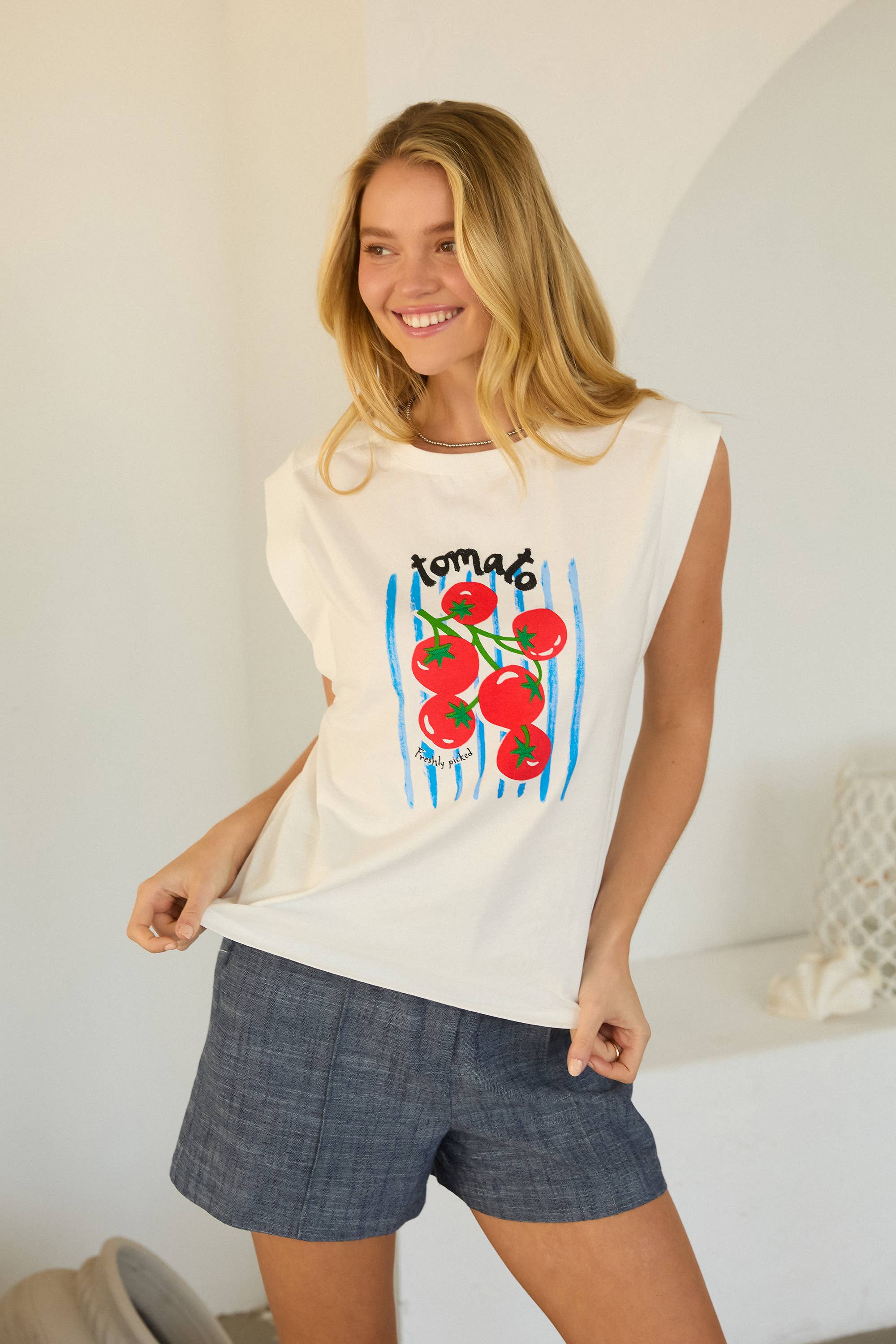 Tomato Embroidered Tee