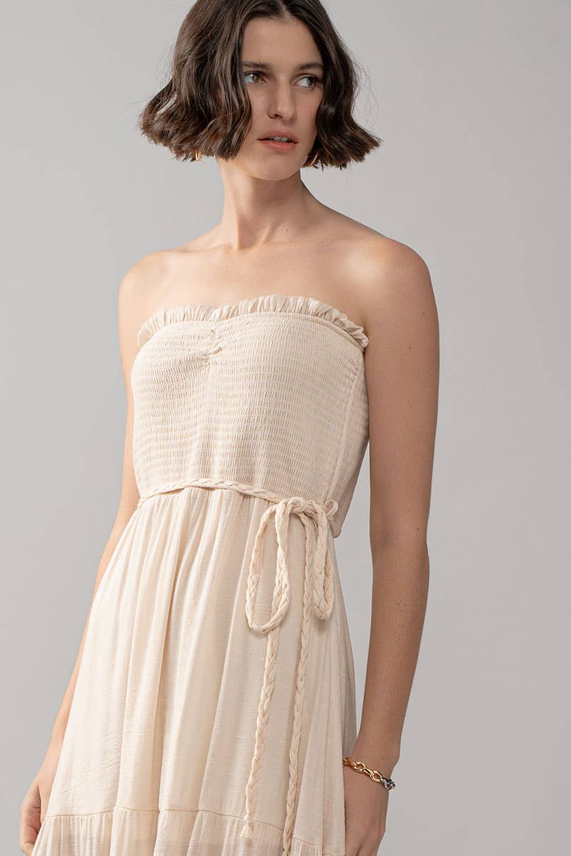 Smocked Tiered Ruffle Maxi Dress