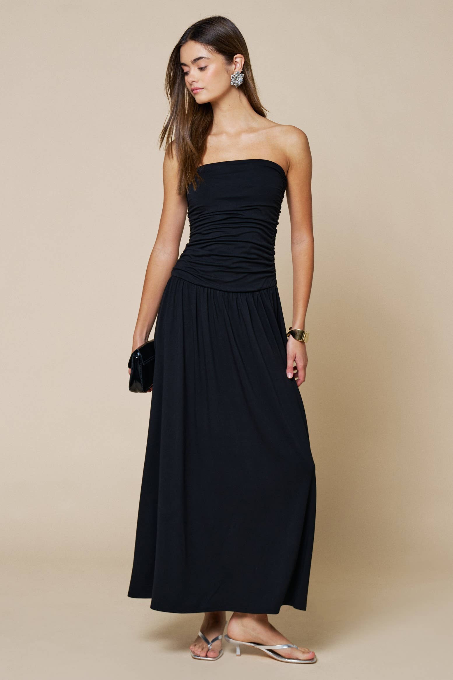 Strapless Ruched Maxi