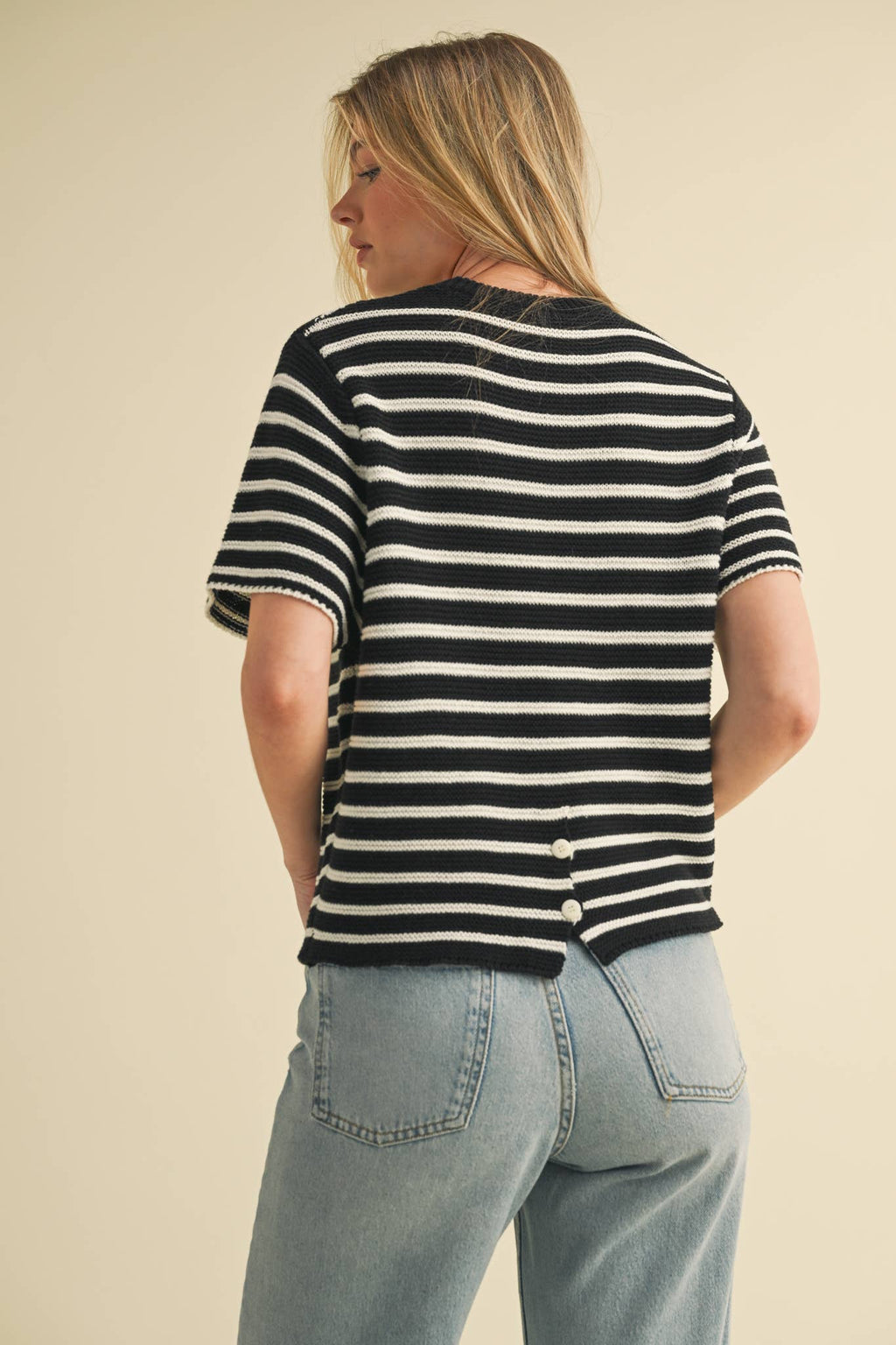 Short Sleeve Striped Sweater Top
