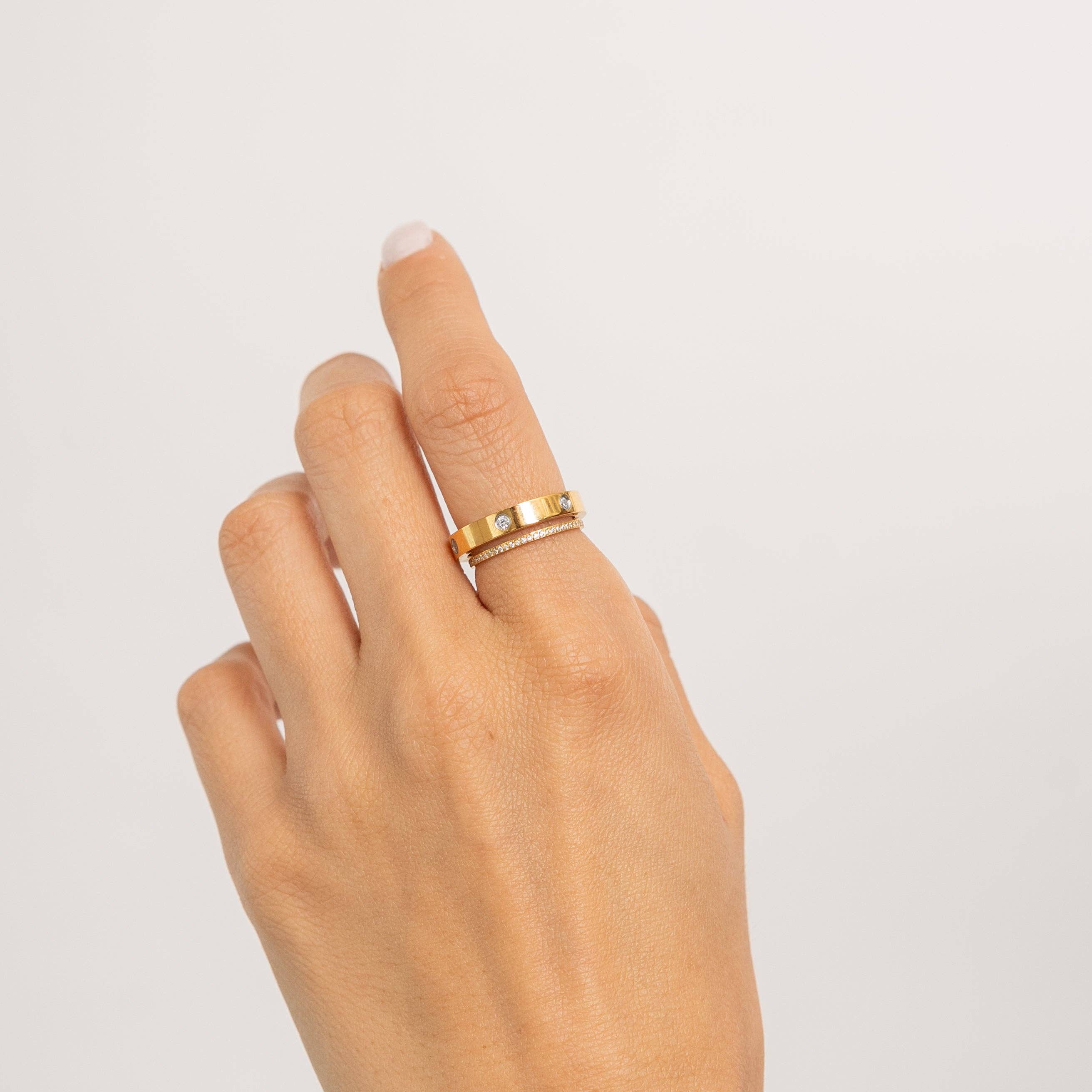 Gold Tennis Ring Band