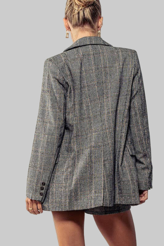 Oversized Double Breasted Plaid Statement Blazer