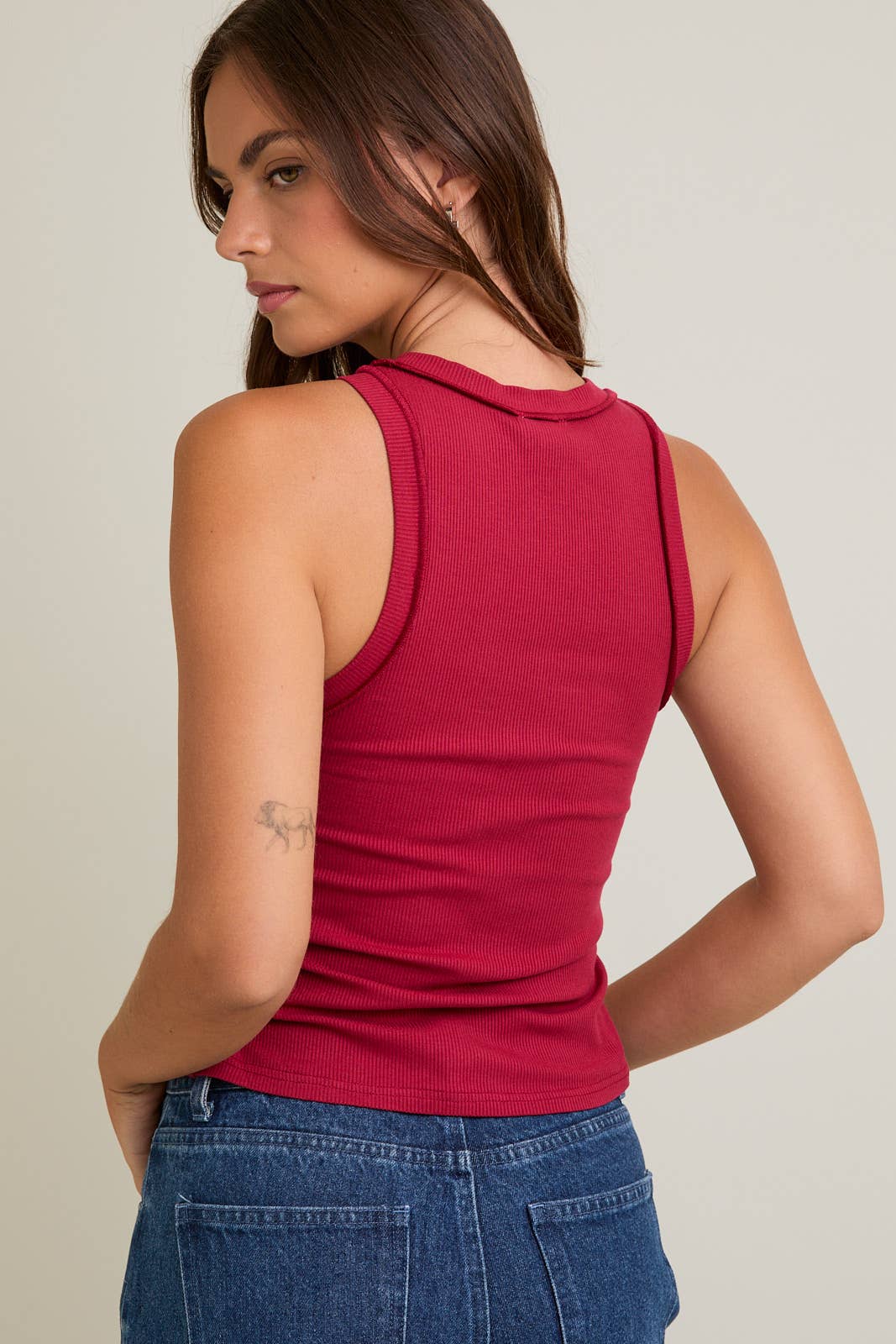 Round Neck Inside Out Ribbed Tank