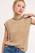 Crochet Knit Stitching Detailed Sleeveless Top