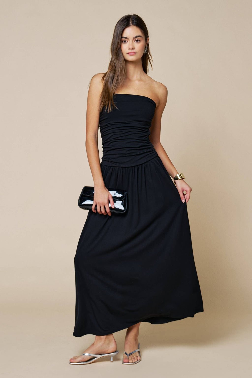 Strapless Ruched Maxi