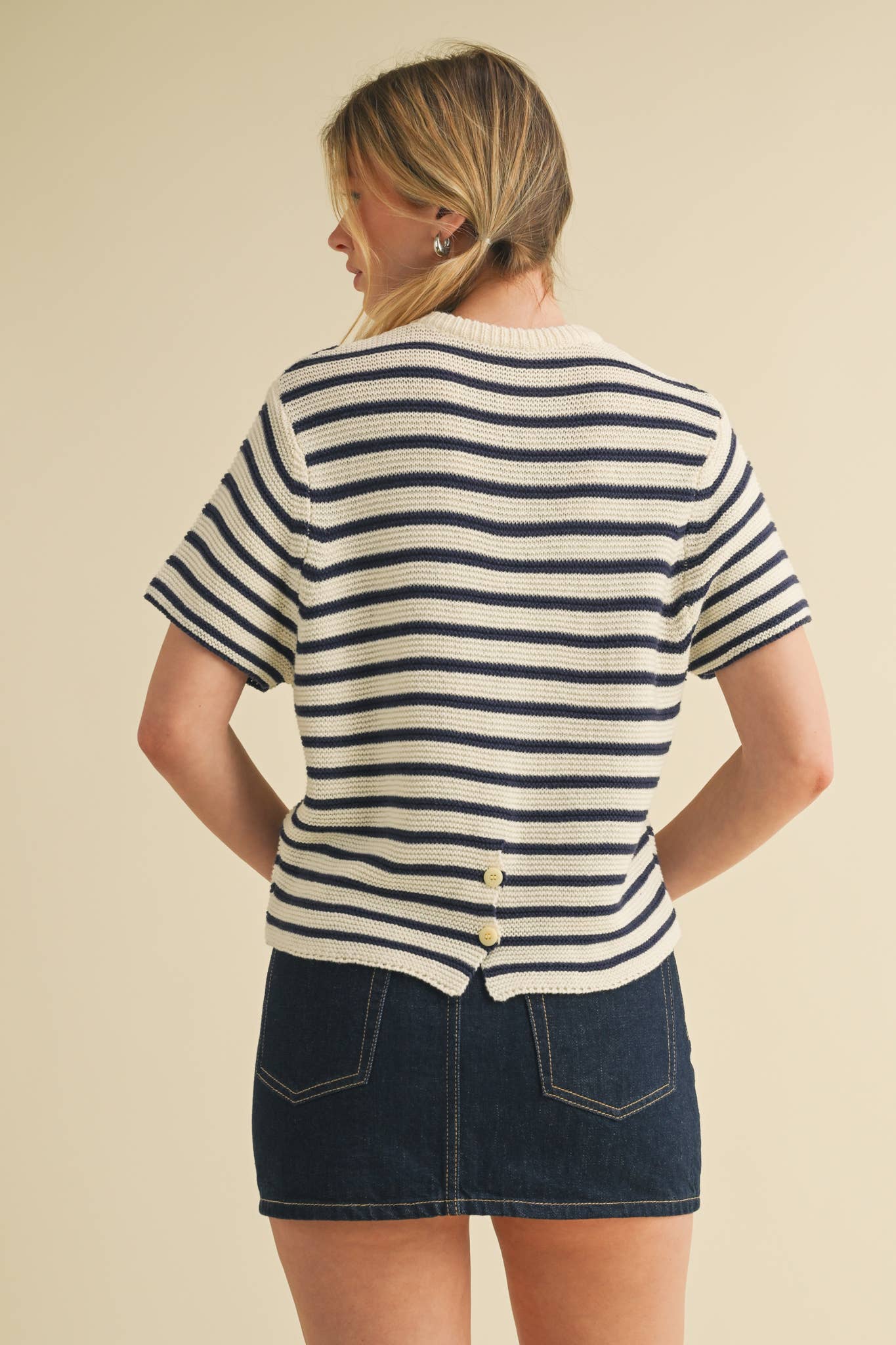 Short Sleeve Striped Sweater Top