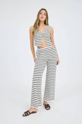 Stripe Knit Vest Top and Wide Leg Bottoms Set