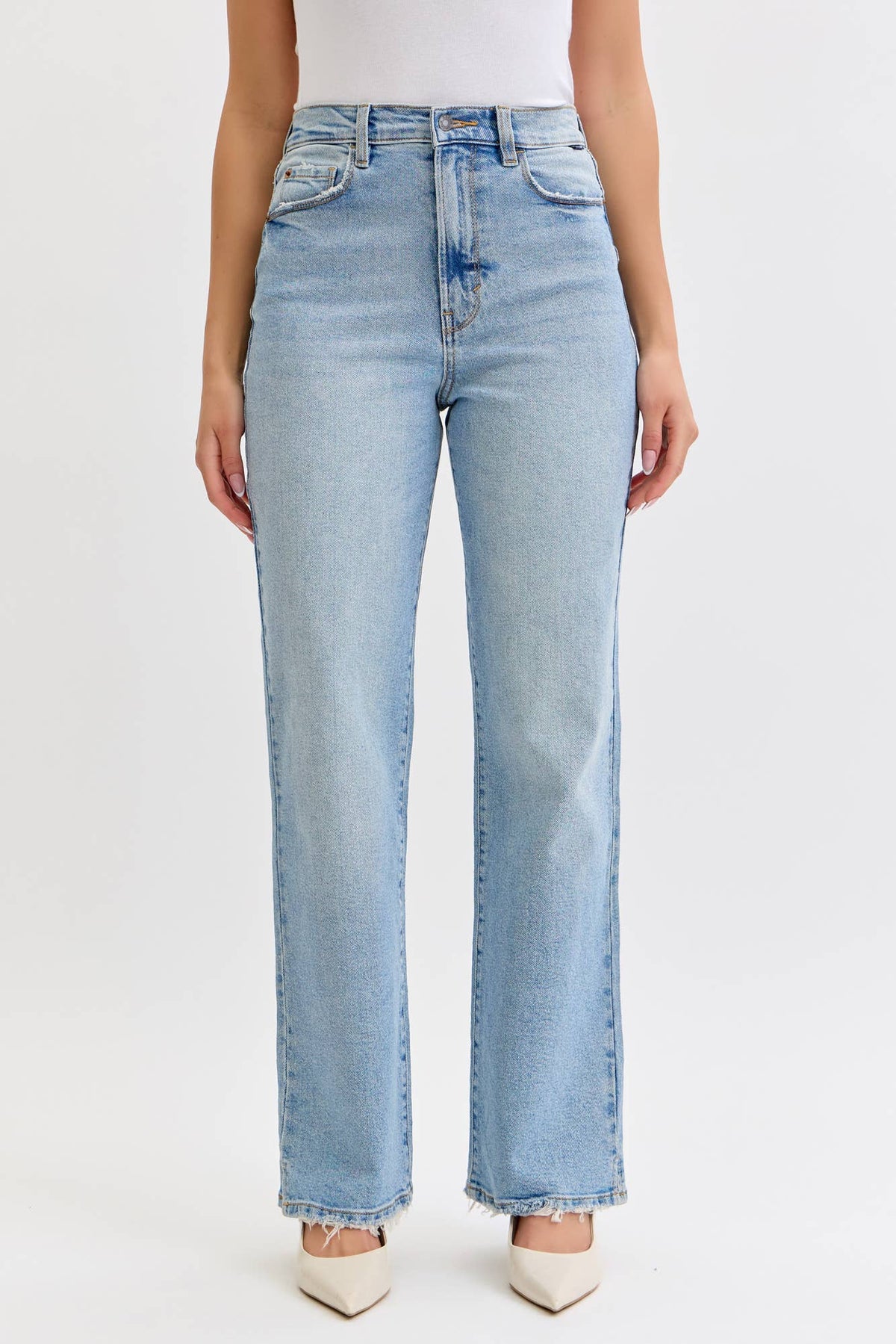 Cello Super High Rise Dad Jeans / Mini Side Slits