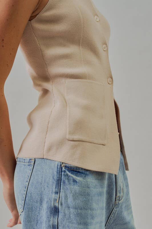 Button-Front Sweater Vest
