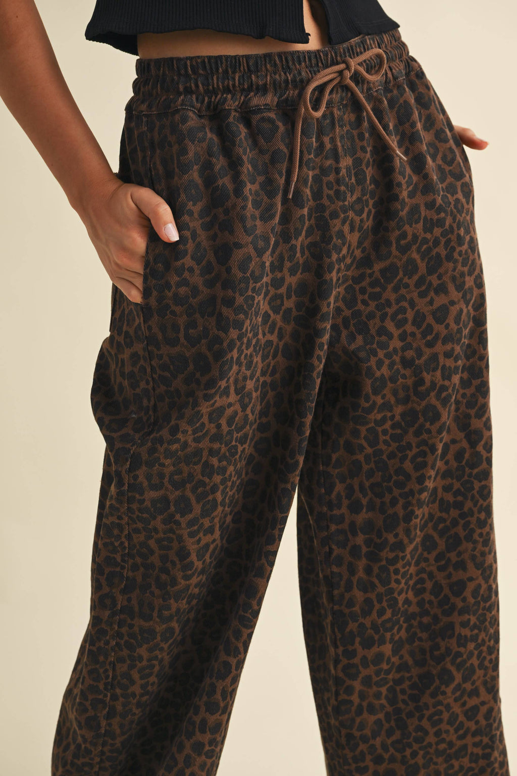 Leopard Print Denim Track Pant