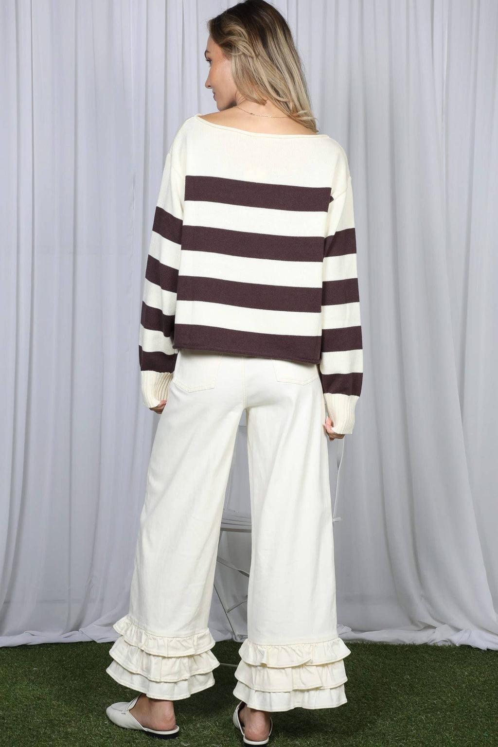 Striped Boat Neck Sweater