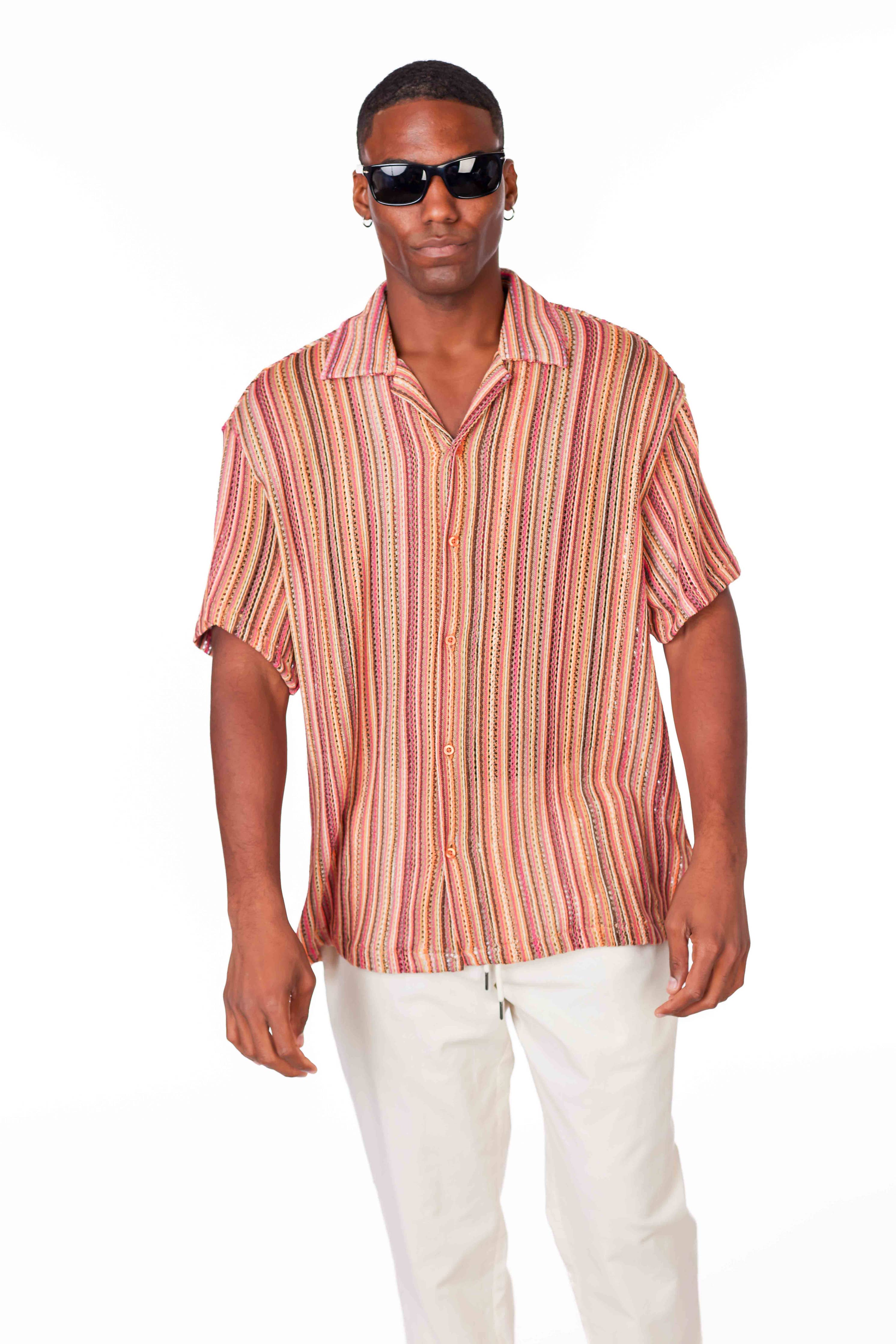 Men's Crochet Short Sleeve Shirt