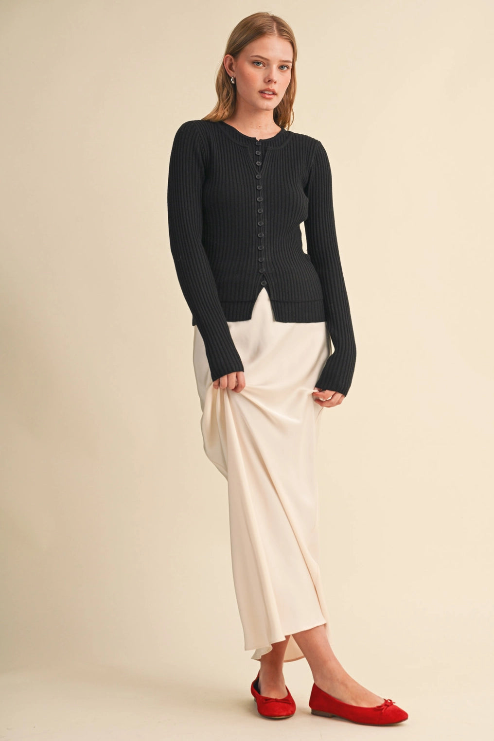 Ribbed Layered Sweater Cardigan