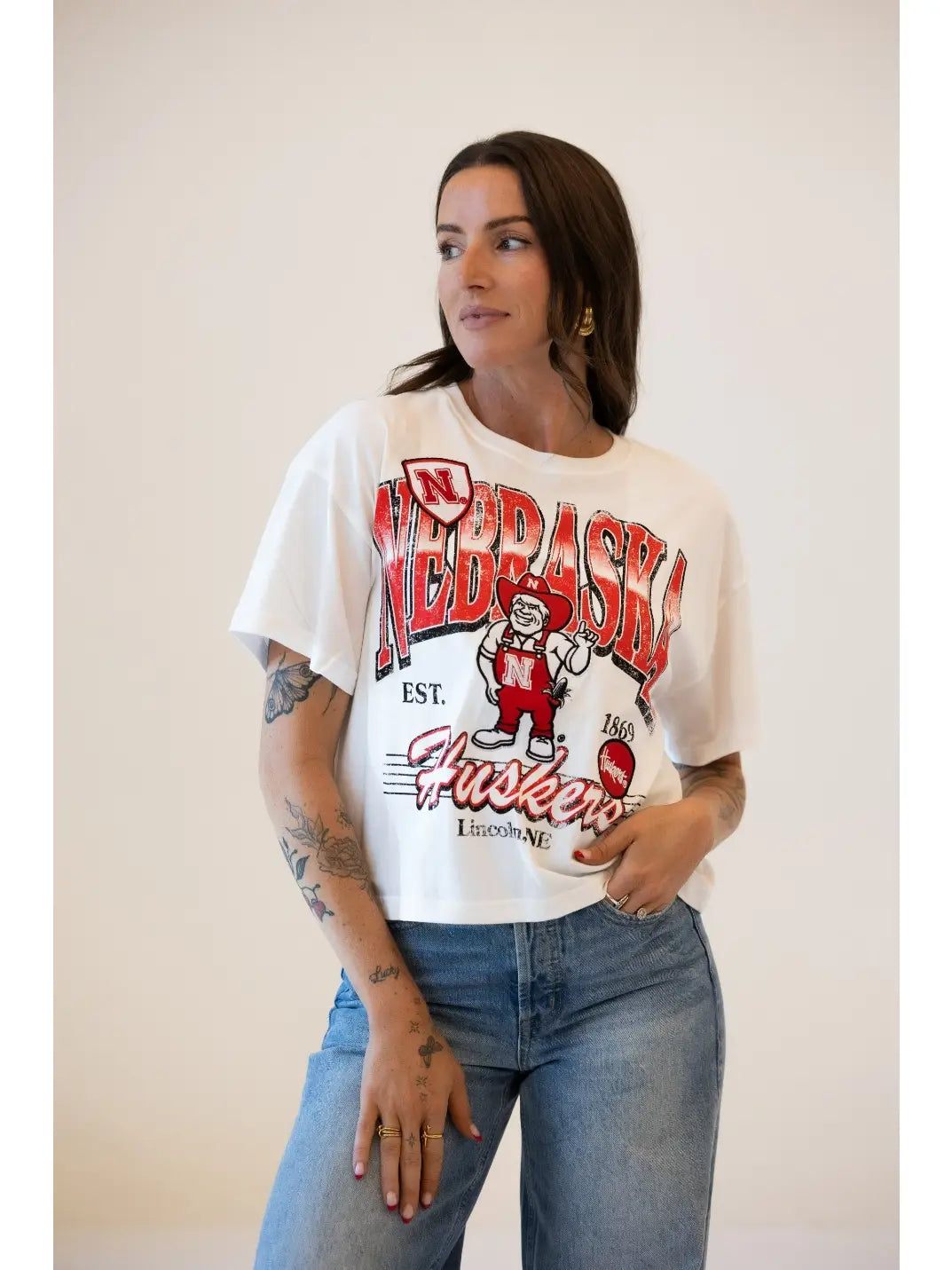Nebraska Cropped Band Tee