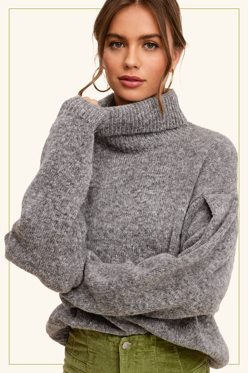 Loose Fit Turtle Long Sleeve Sweater