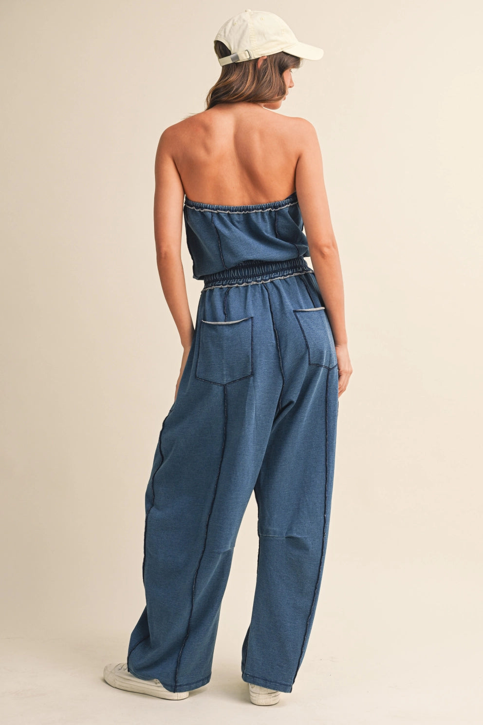Tube Jumpsuit With Tie Waist Drawstring