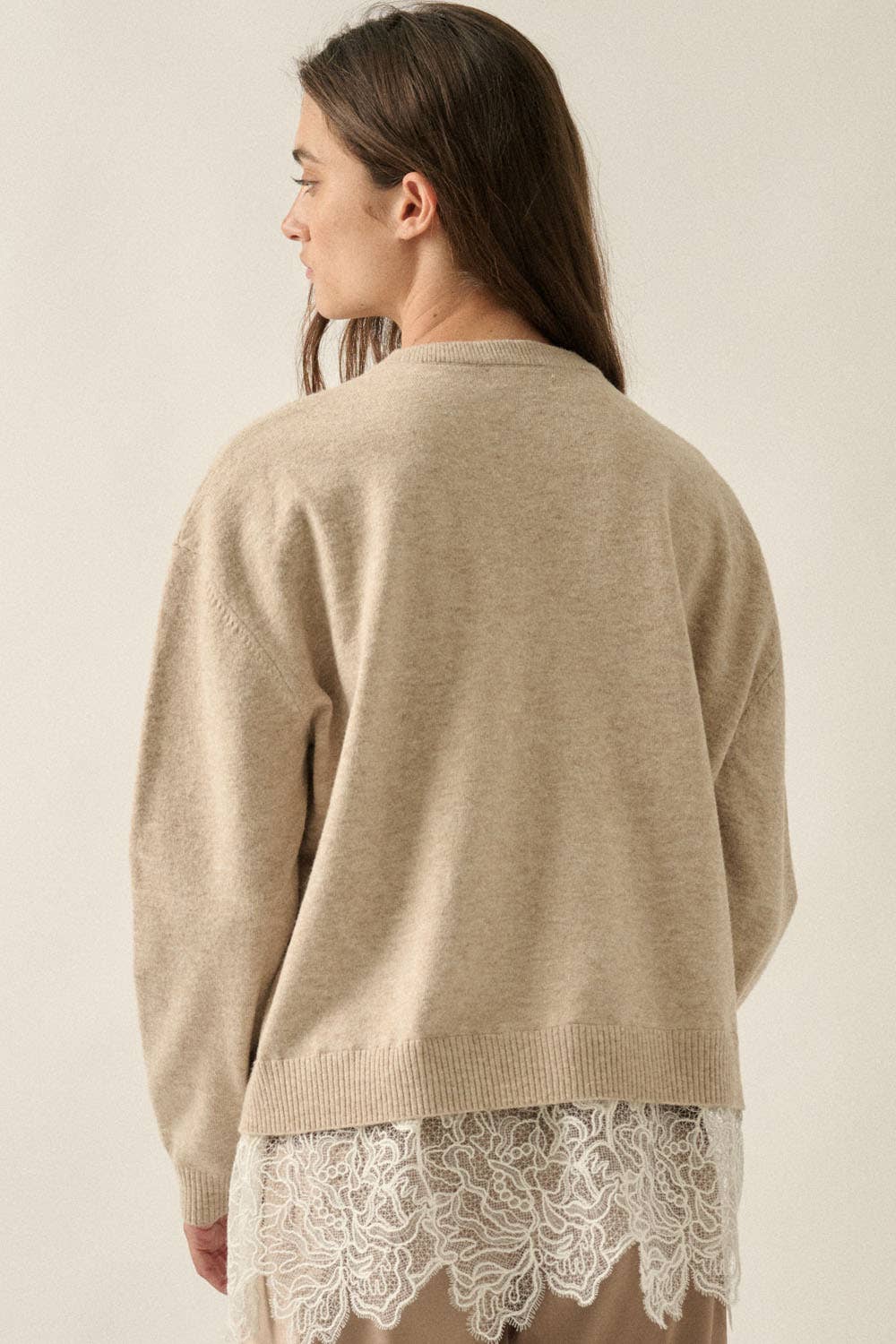 Lace Layered Hem Sweater