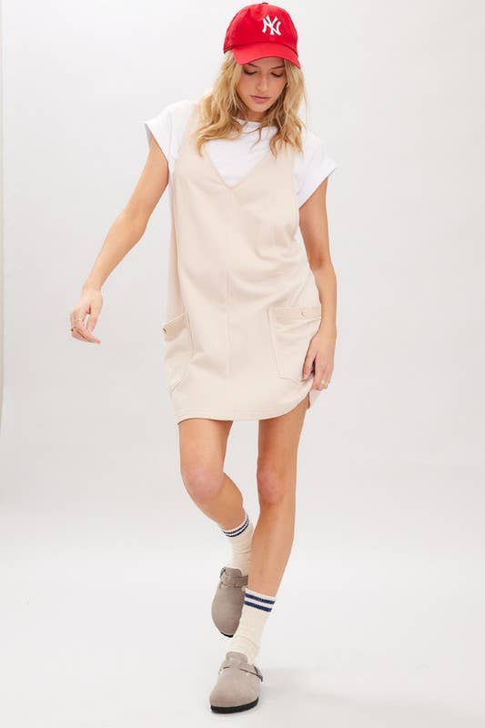 Cotton Terry Twill Tape Overall Mini Dress