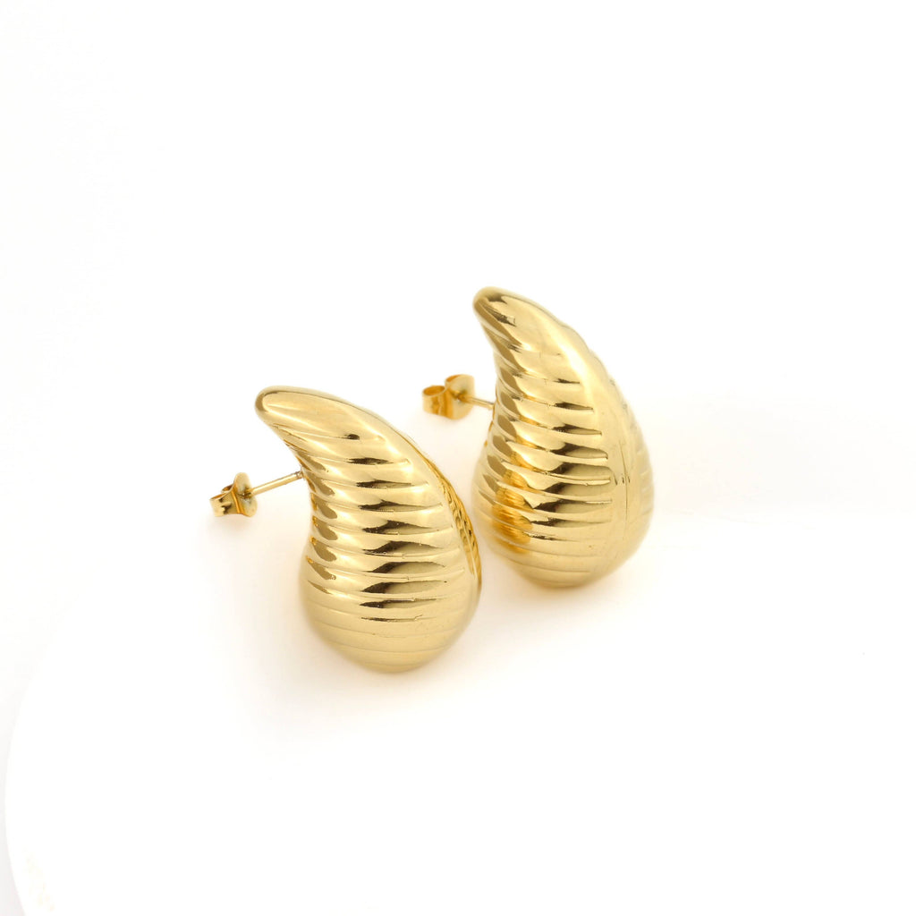 Chunky Hollow Drop Earrings- Lightweight Tear Drop Studs