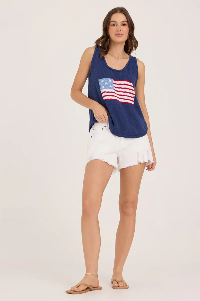 American Flag Graphic Sweater Tank
