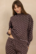 Brown w/Pink Fleece Mockneck w/Whipstitch