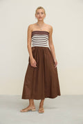 Stripe Knit Bodice Midi Dress