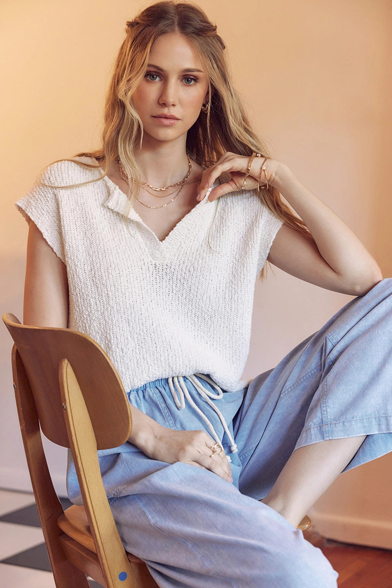 Relaxed Fit Slub Sweater Vest