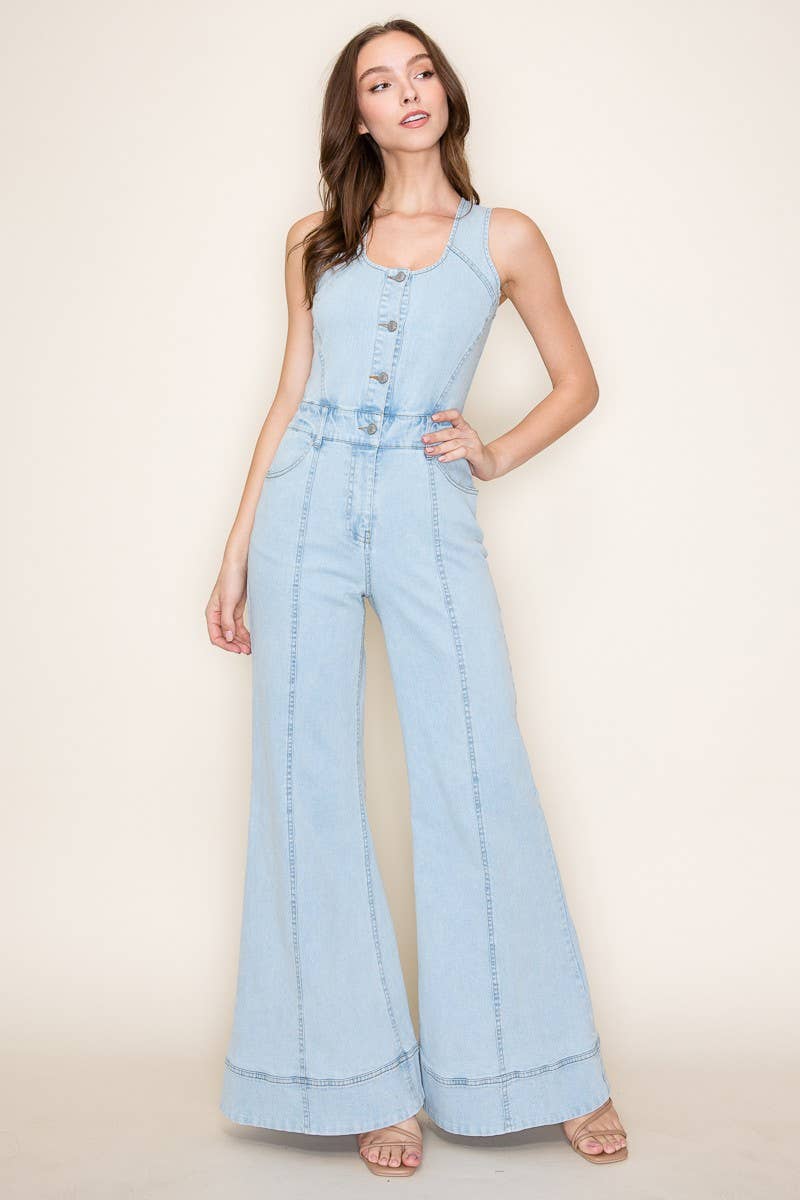 Sleeveless Denim Jumpsuit