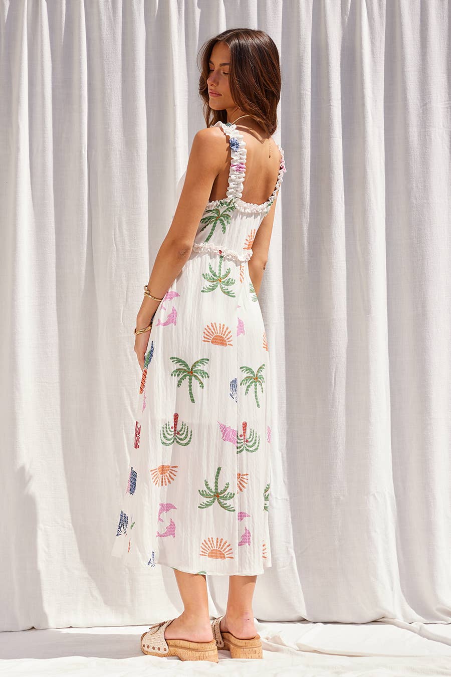 Ruffle Strap Midi Dress