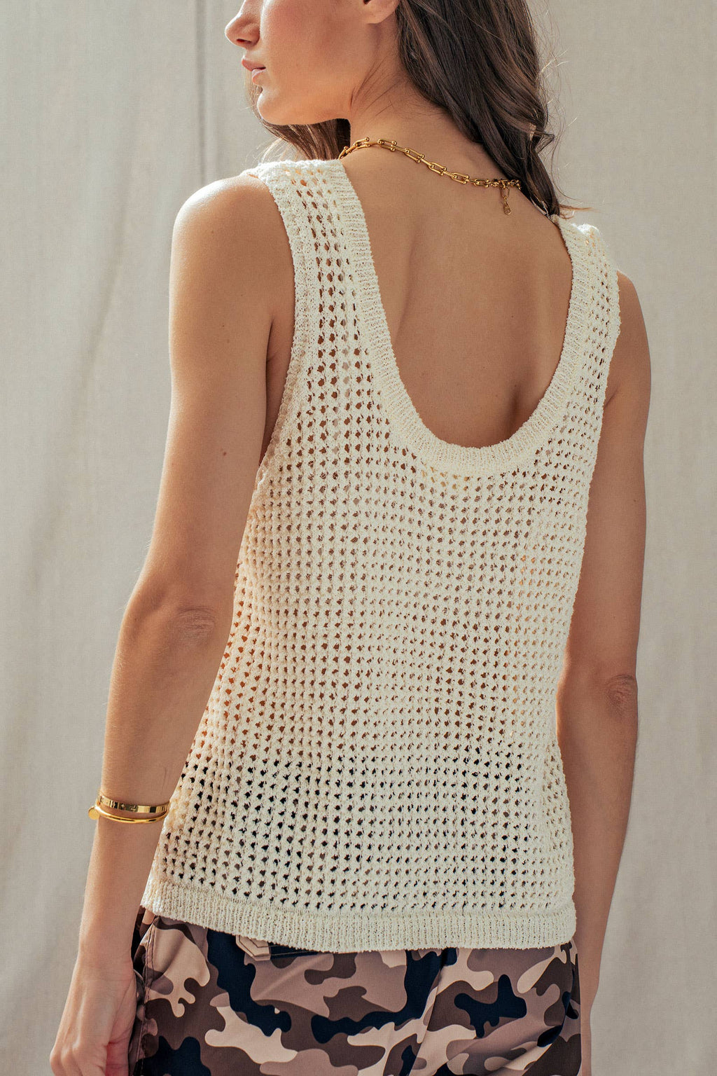 Open-Knit Sleeveless Sweater Tank