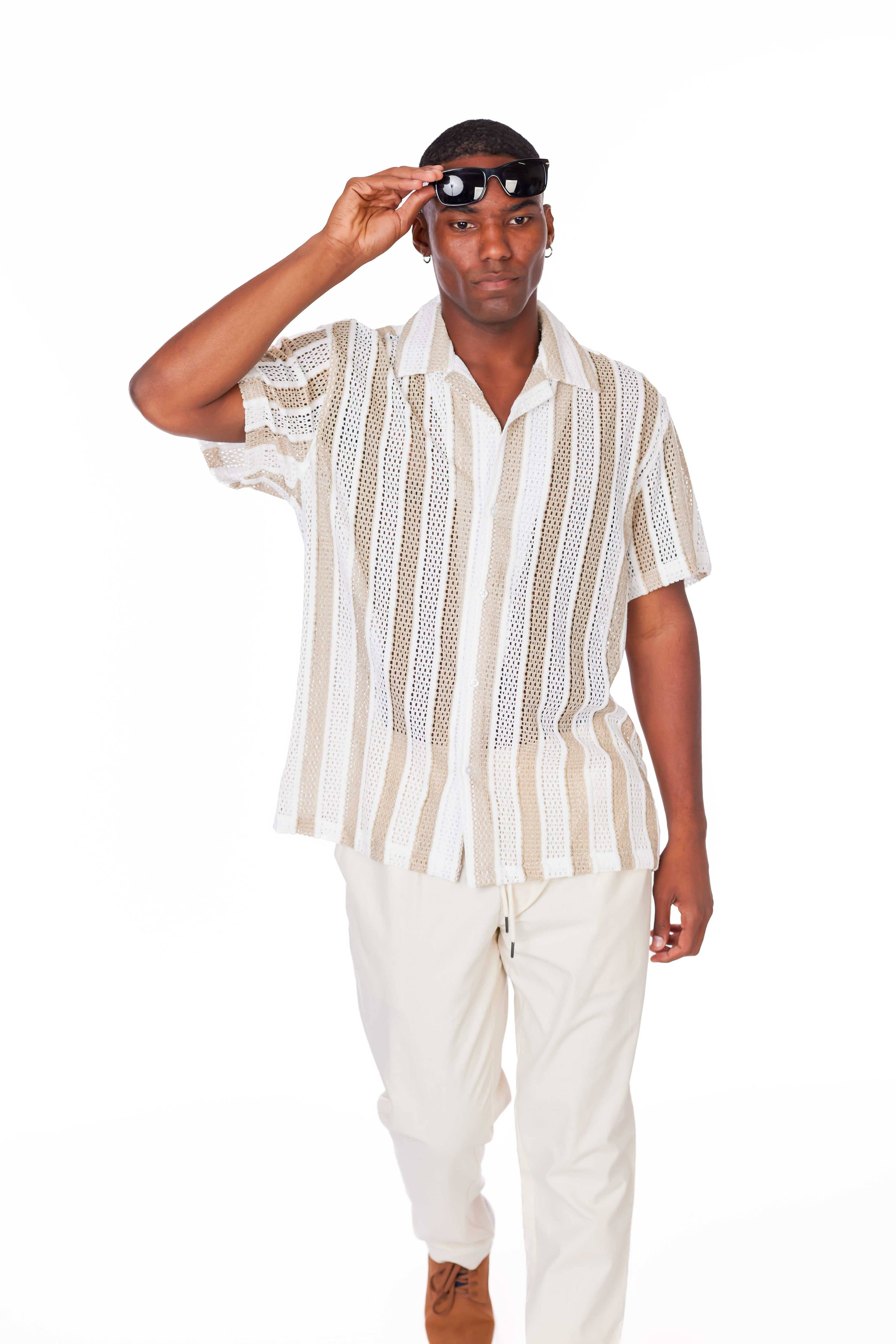 Men's Crochet Short Sleeve Shirt