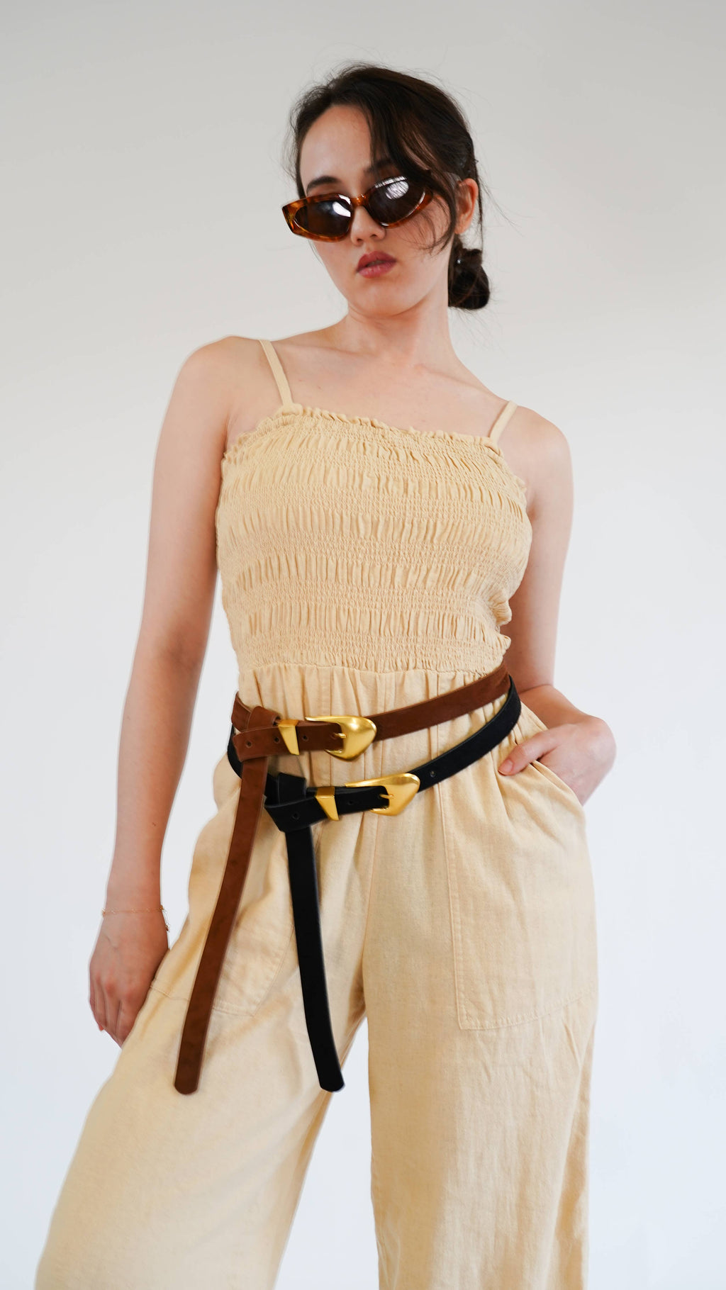 Skinny Suede Belt with Chubby Buckle