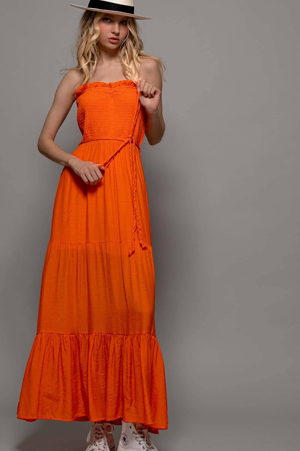 Smocked Tiered Ruffle Maxi Dress