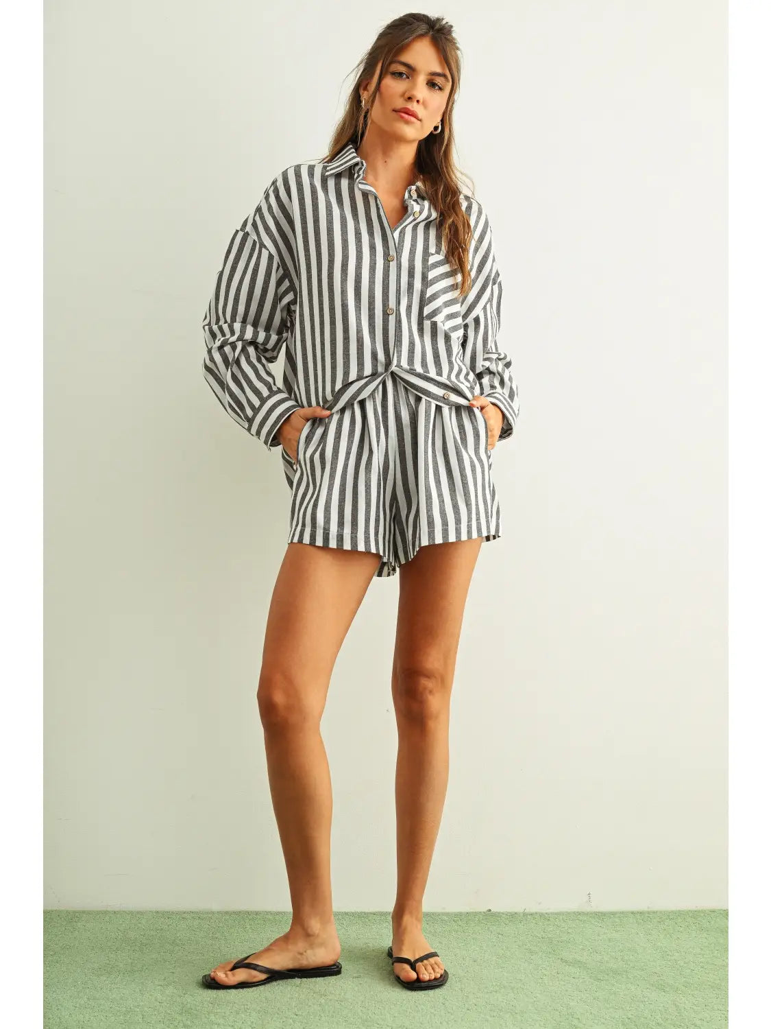 Striped Button Down Linen Shirt