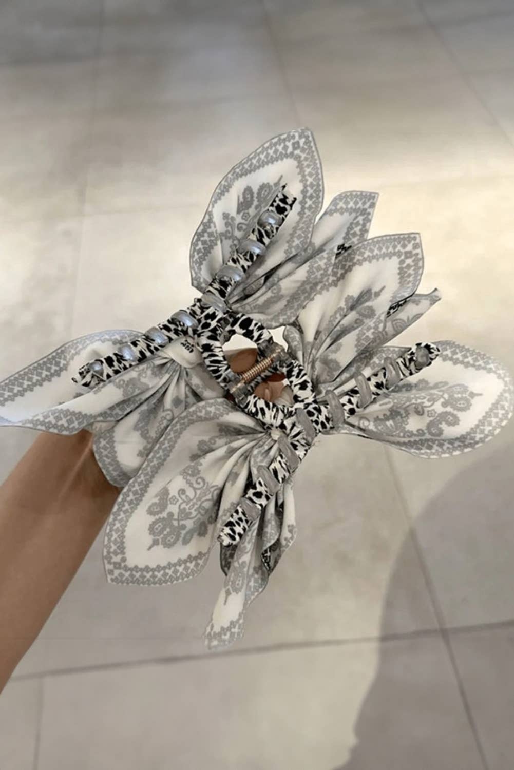 LDC Paisley Floral Print Bow Knot Hair Clip