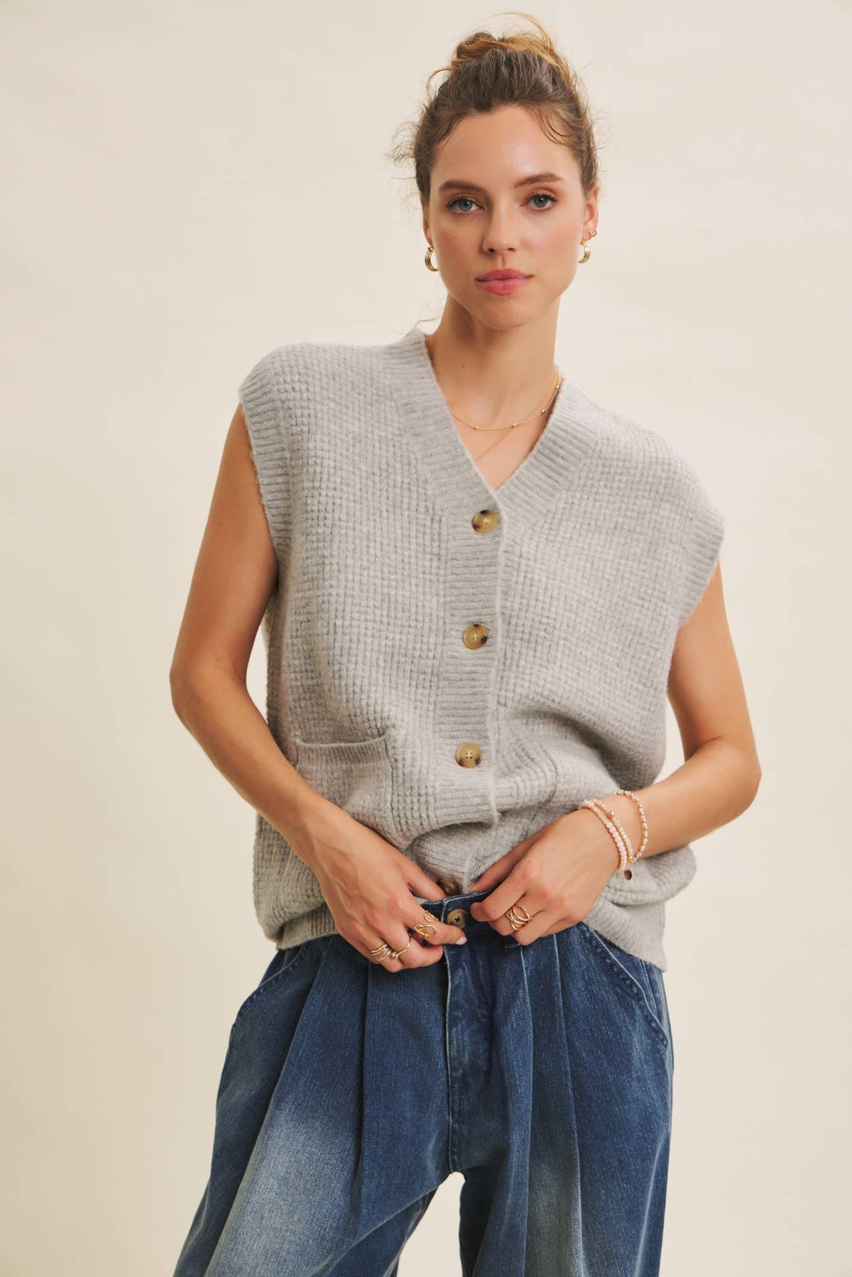 Modern and Timeless Textured Thermal Cozy Sweater Vest