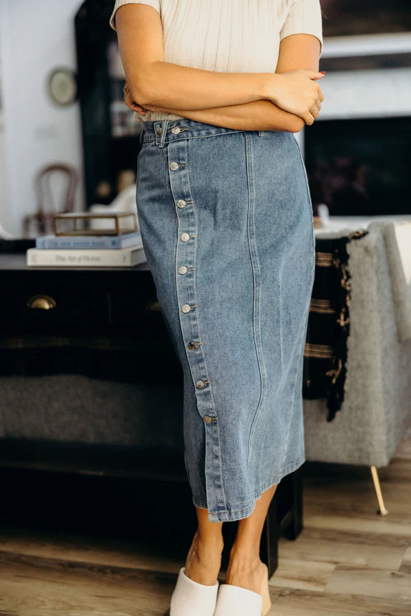Button Front Skirt