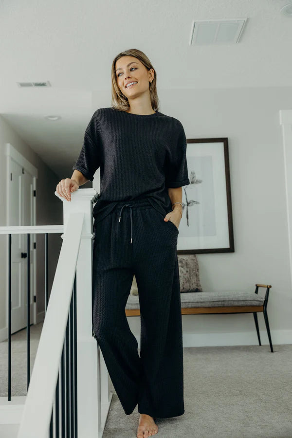 Textured Knit Pant-Rich Charcoal