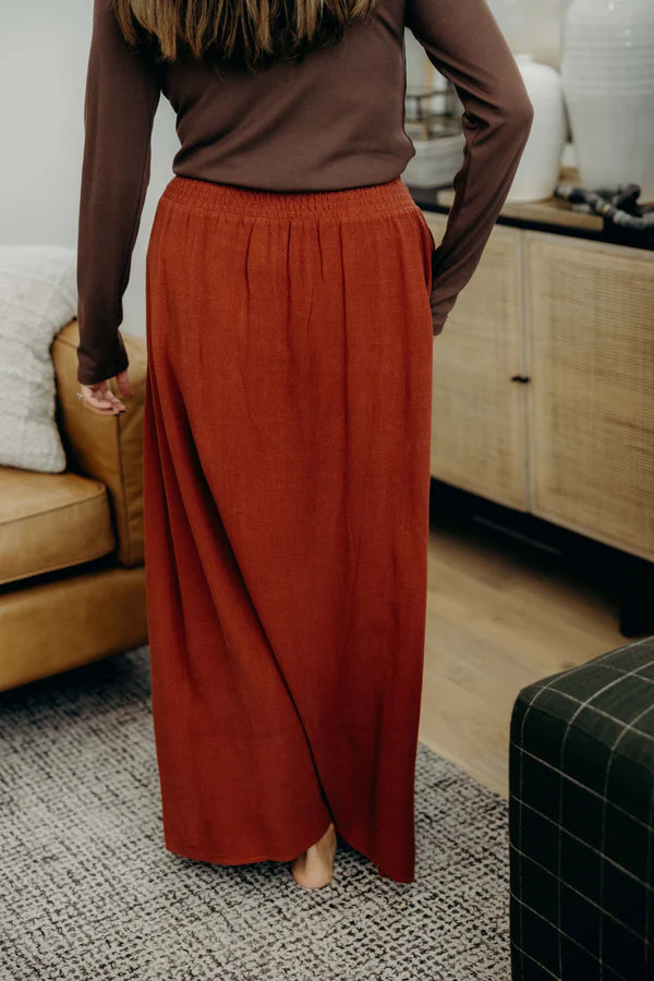 Autumn Glaze Button Front Slit Maxi Skirt