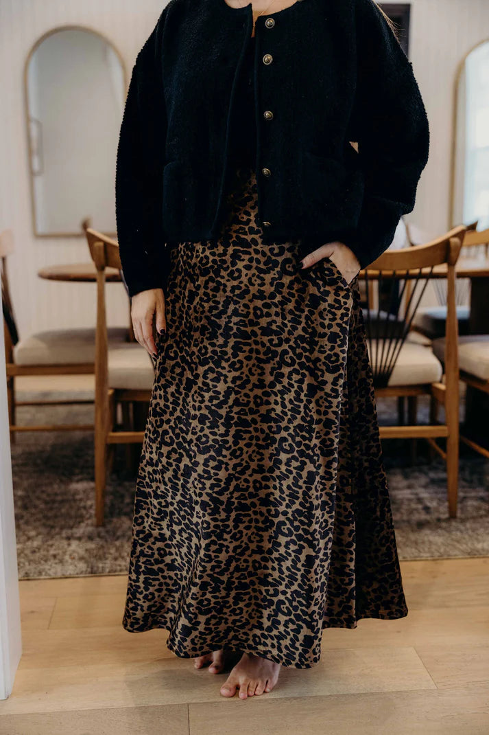 Maxi Slip Skirt in Savana Spots