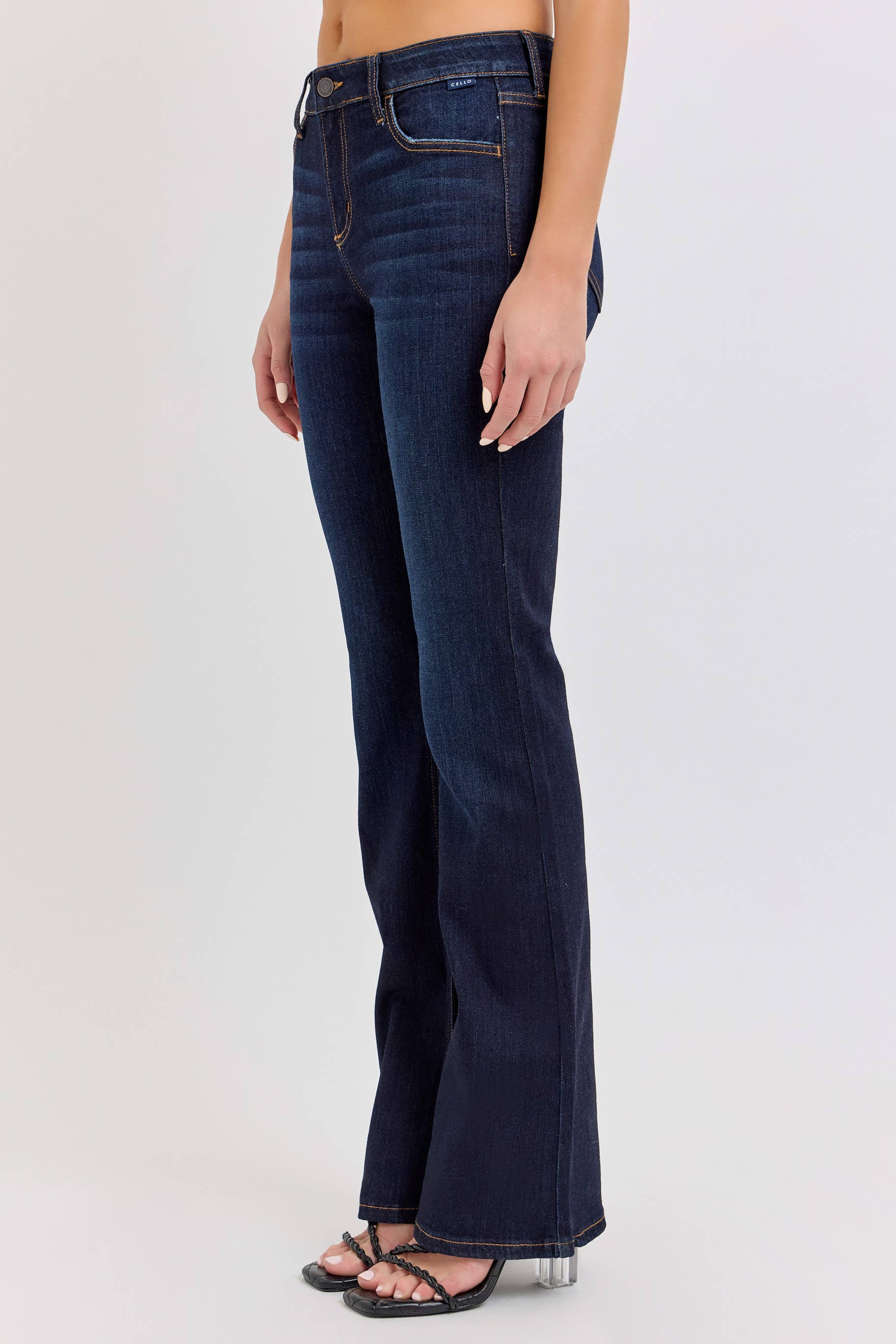 Cello Dark Mid Rise Flare Jean