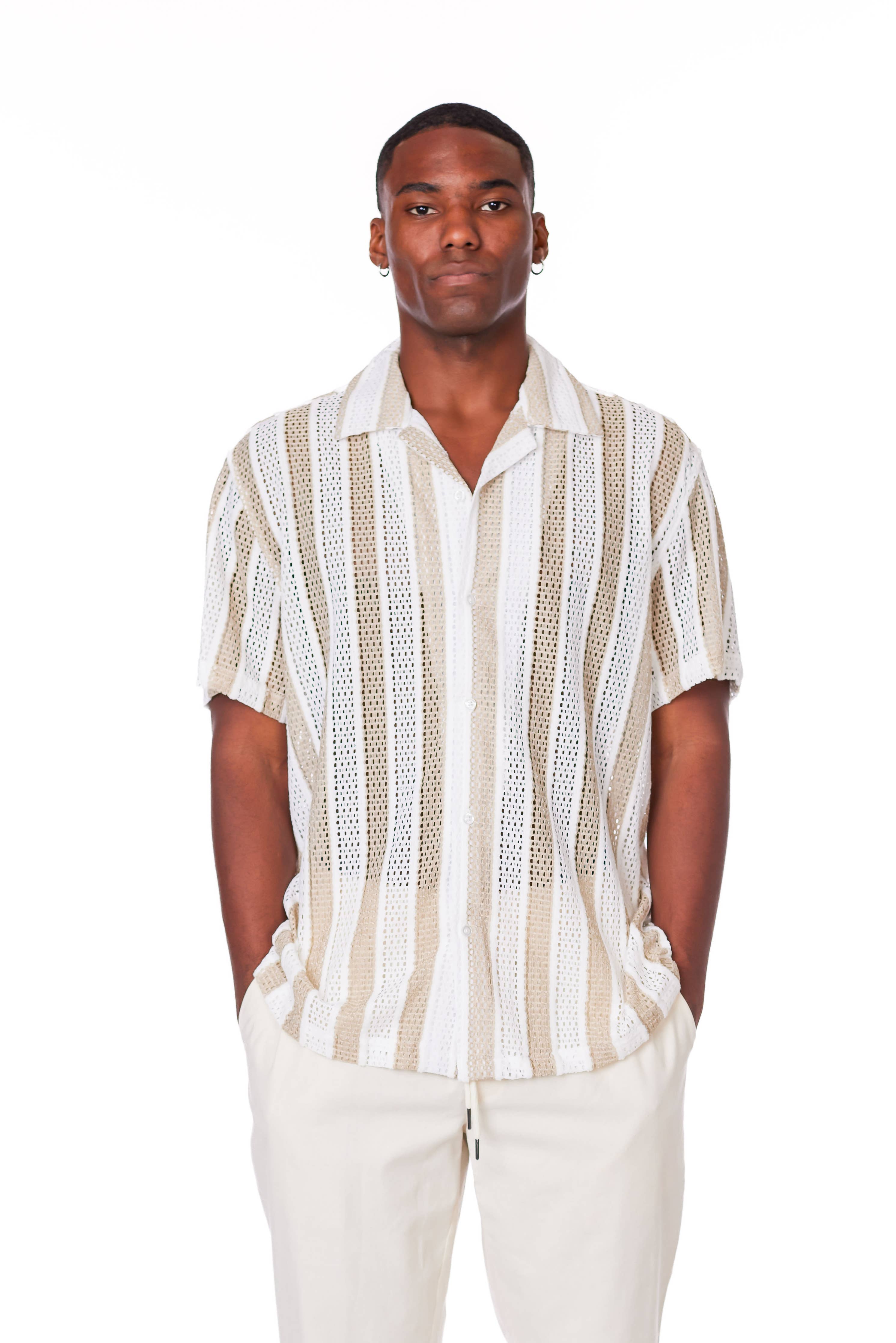 Men's Crochet Short Sleeve Shirt