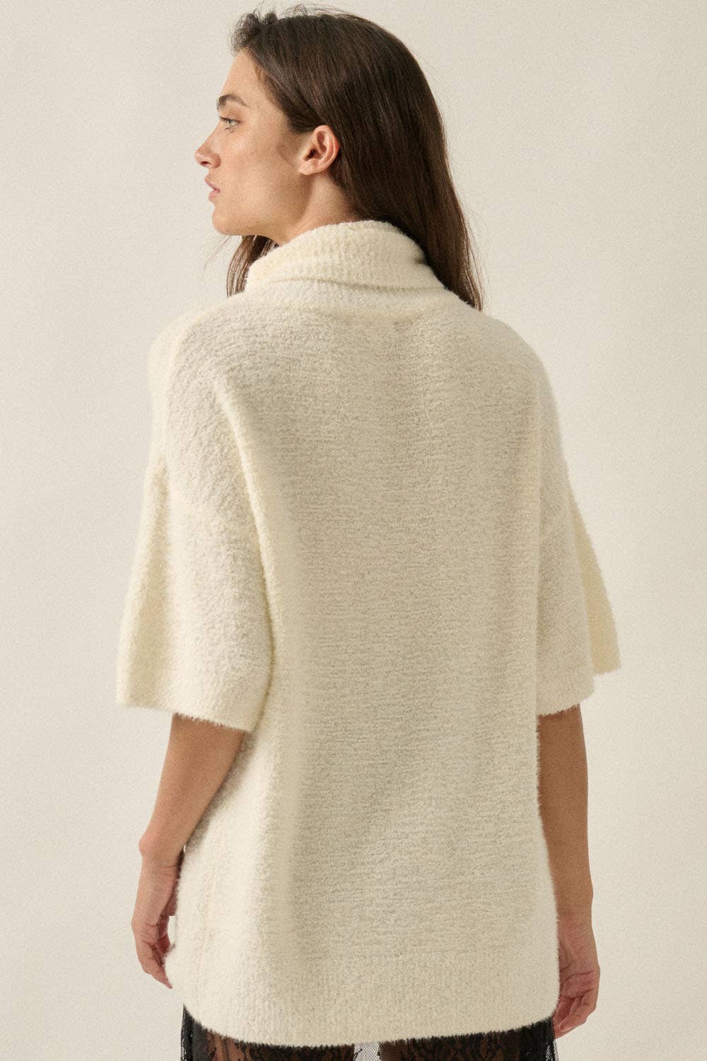 Short-Sleeve Cowl-Neck Sweater