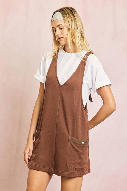 Cotton Terry Twill Tape Overall Mini Dress