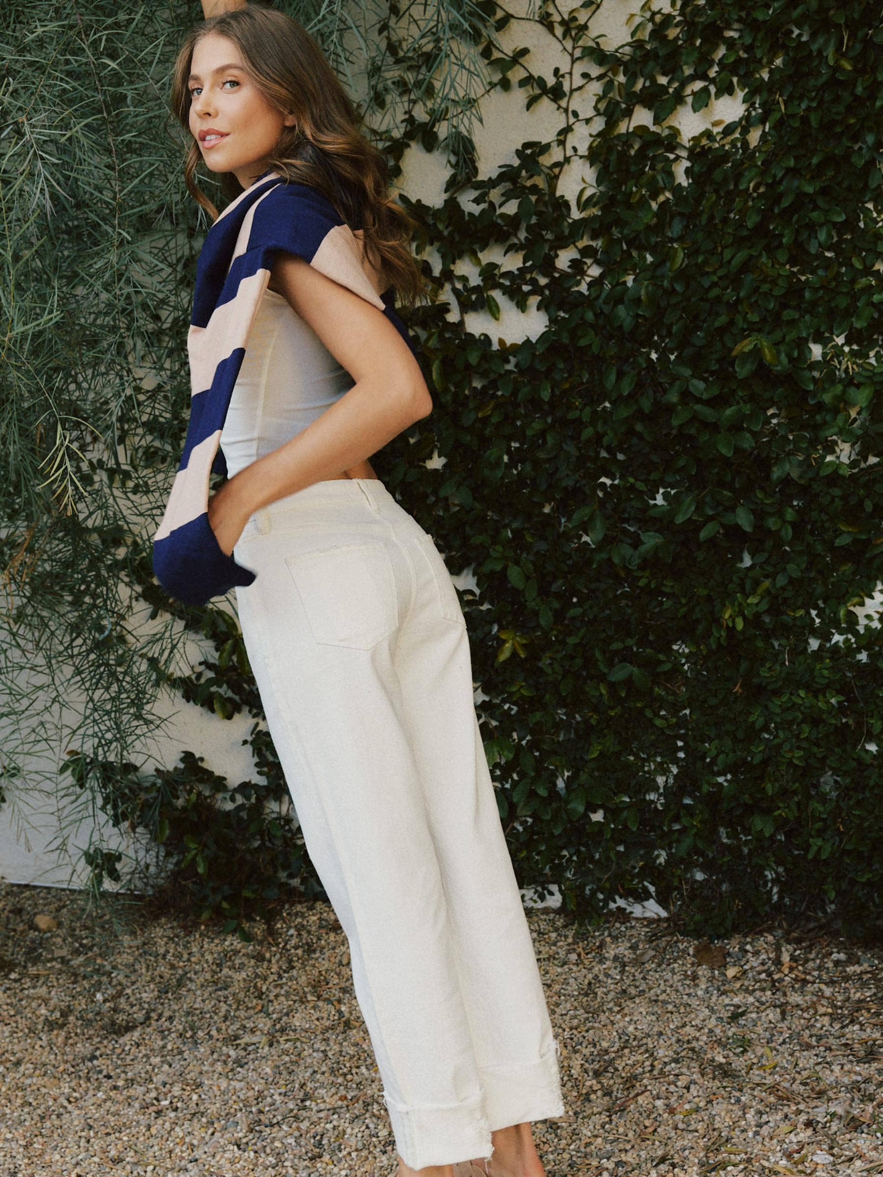 White Cuffed Jean