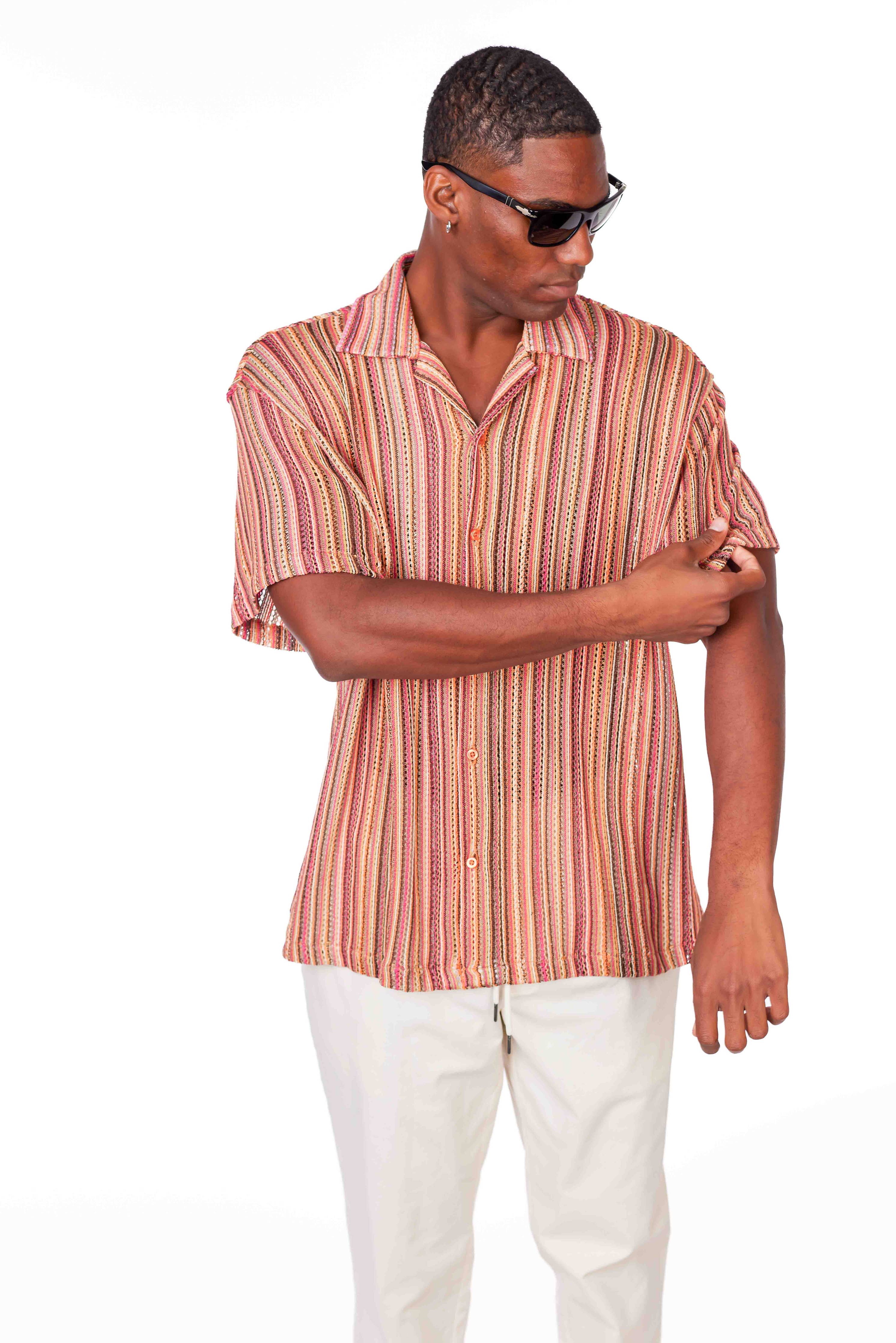 Men's Crochet Short Sleeve Shirt