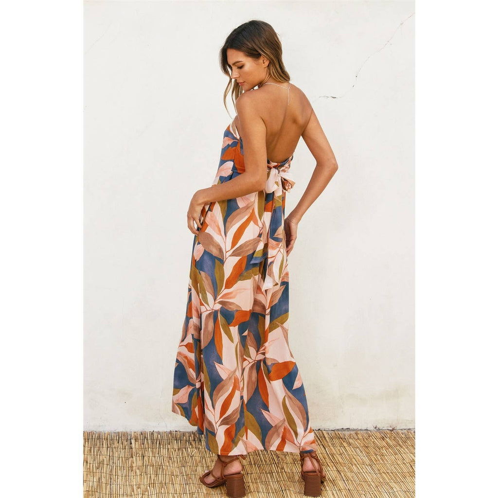Strapless Tie Back Maxi Dress